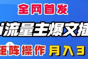 AI流量主爆文插件，只需一款插件全自動輸出爆文，矩陣操作，月入3W＋