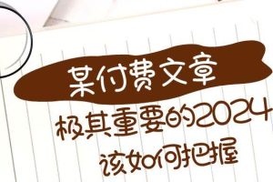 極其重要的2024該如何把握？【某公眾號(hào)付費(fèi)文章】
