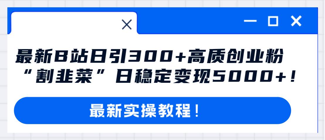 最新B站日引300 高質(zhì)創(chuàng)業(yè)粉教程！“割韭菜”日穩(wěn)定變現(xiàn)5000 ！插圖