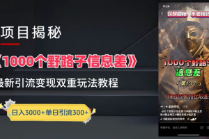抖音一千個野路子信息差最新玩法教程-變現＋引流的玩法具體拆解