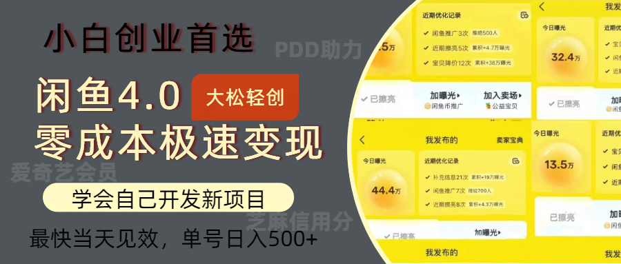 閑魚0成本極速變現(xiàn)項目，多種變現(xiàn)方式，單號日入500+最新玩法