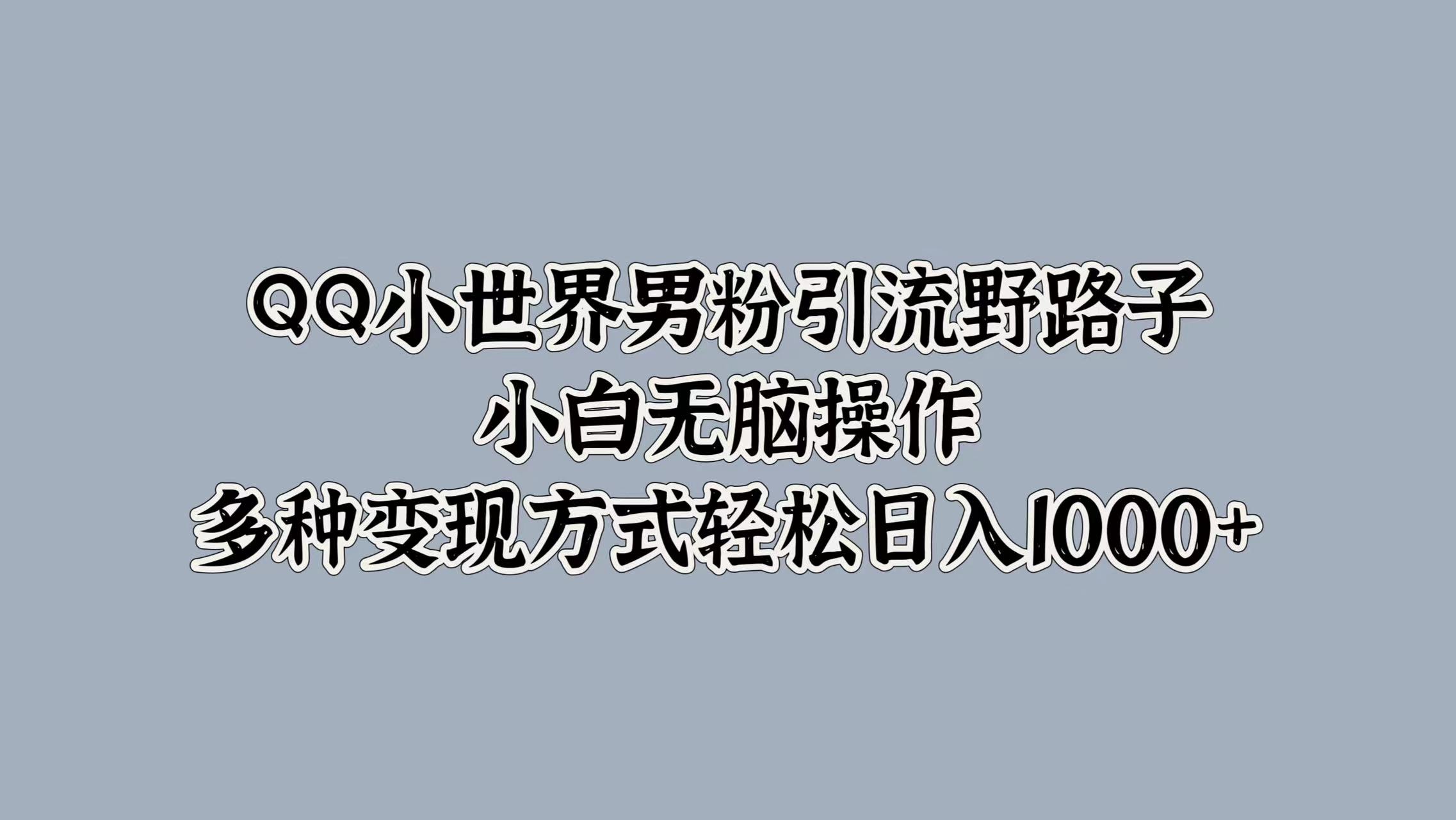 QQ小世界男粉引流野路子，小白無(wú)腦操作，多種變現(xiàn)方式輕松日入1000+