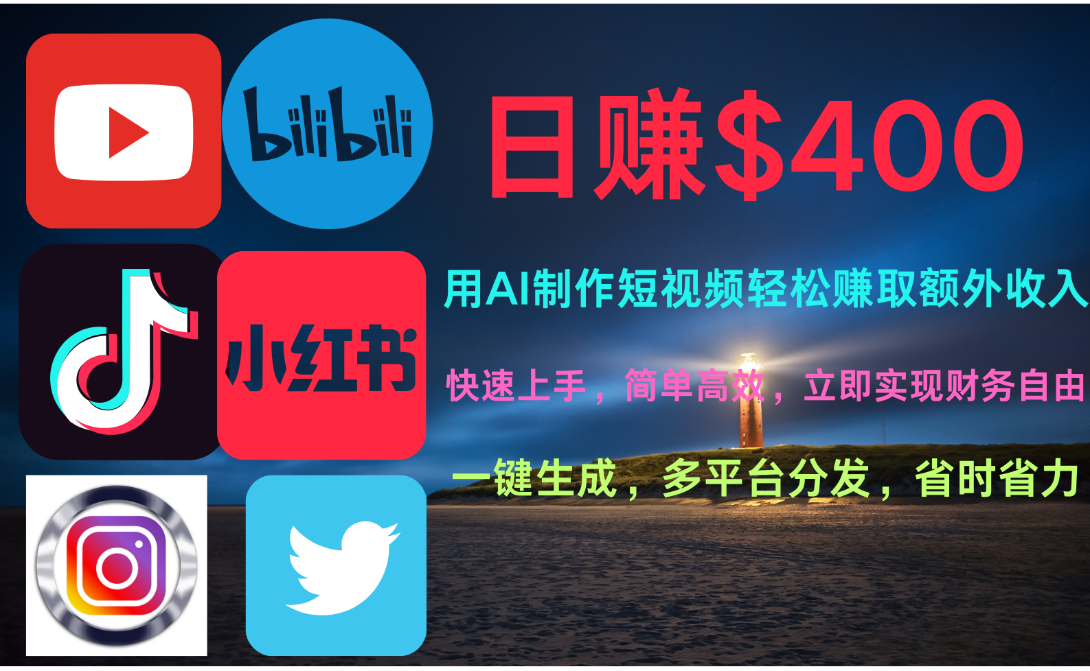 玩轉全網視頻平臺，創造視頻就能輕松賺取每天400美金