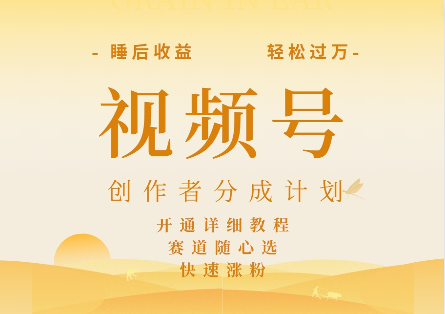 詳解視頻號(hào)創(chuàng)作者分成計(jì)劃，暴力起號(hào)，可同步多平臺(tái)，實(shí)現(xiàn)睡后收入2W+，看懂即可操作！