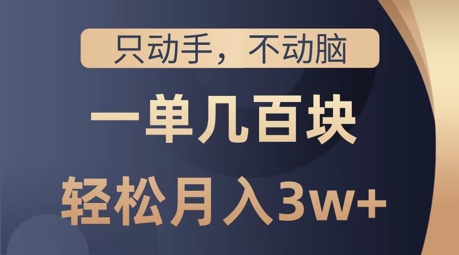 只動手不動腦，一單幾百塊，輕松月入2w+，看完就能直接操作，詳細(xì)教程