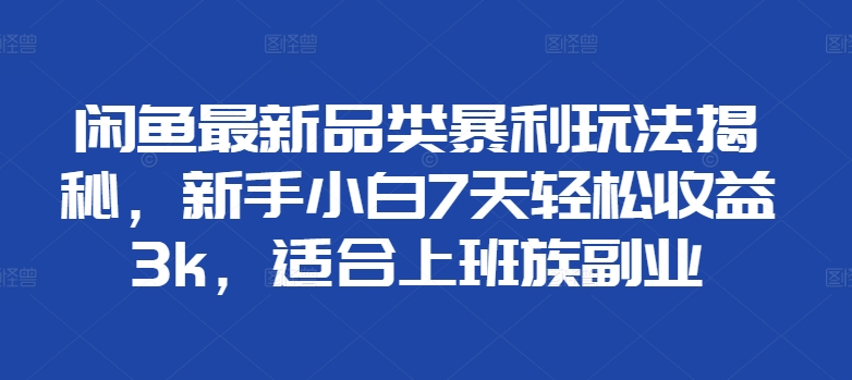 閑魚最新品類暴利玩法揭秘，新手小白7天輕松賺3000+，適合上班族副業(yè)插圖