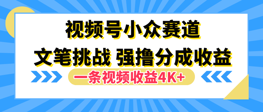 視頻號小眾賽道，文筆挑戰(zhàn)，一條視頻收益4K+