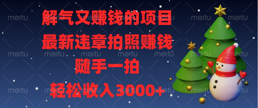 最新違章拍照賺錢，隨手一拍，解氣又賺錢的項(xiàng)目，輕松收入3000+