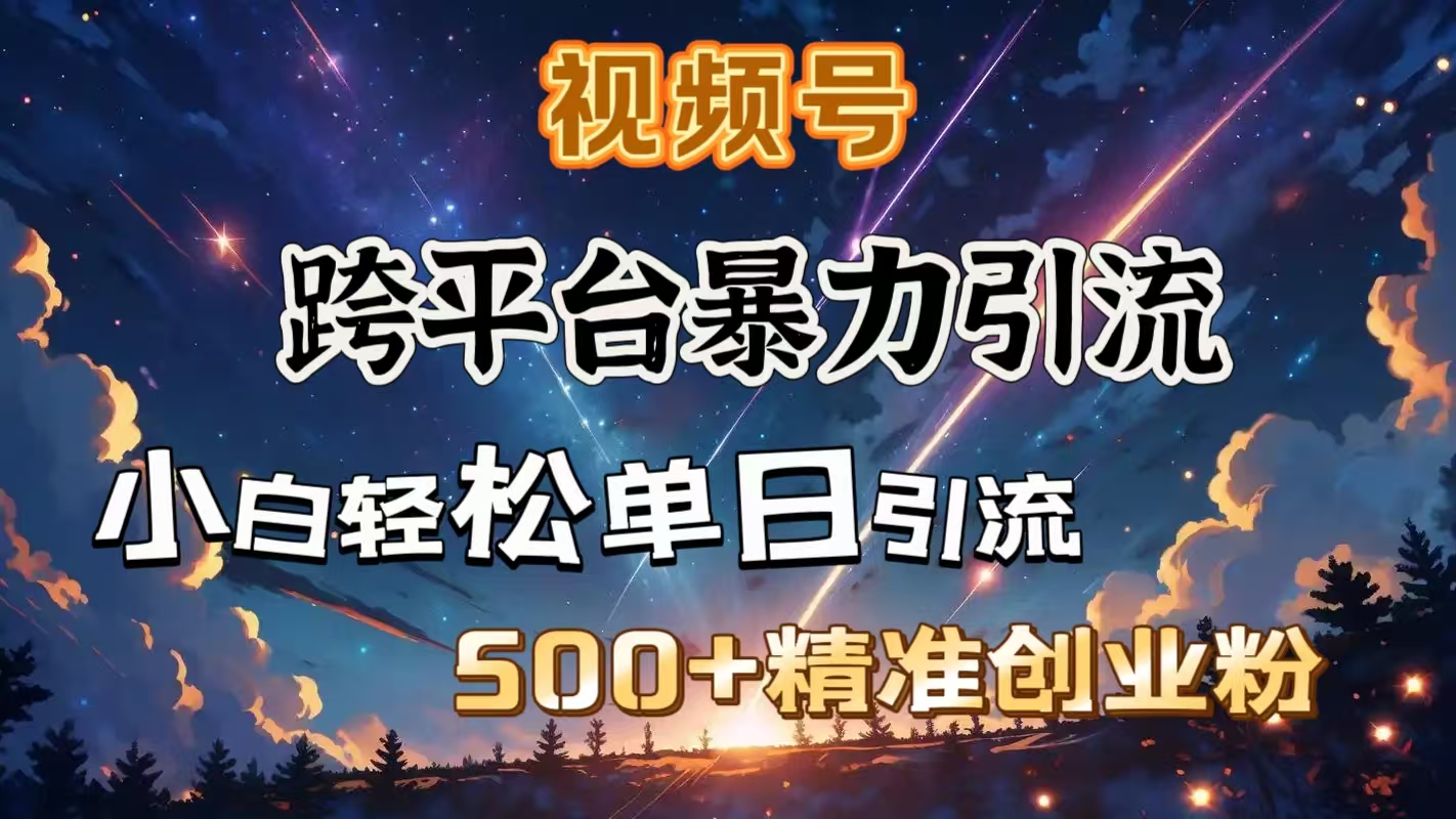 視頻號跨平臺暴力引流，小白輕松單日引流500＋精準創(chuàng)業(yè)粉