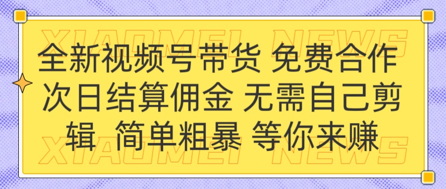 全新視頻號 免費(fèi)合作 傭金次日結(jié)算 無需自己剪輯