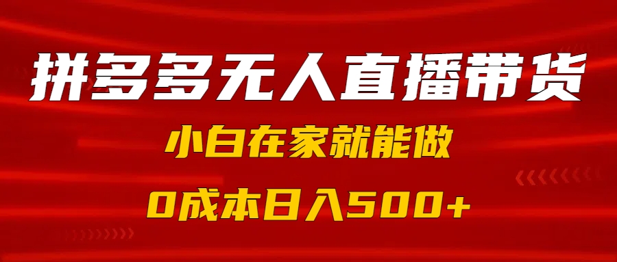 拼多多無人直播帶貨，小白在家就能做，0成本日入500+插圖