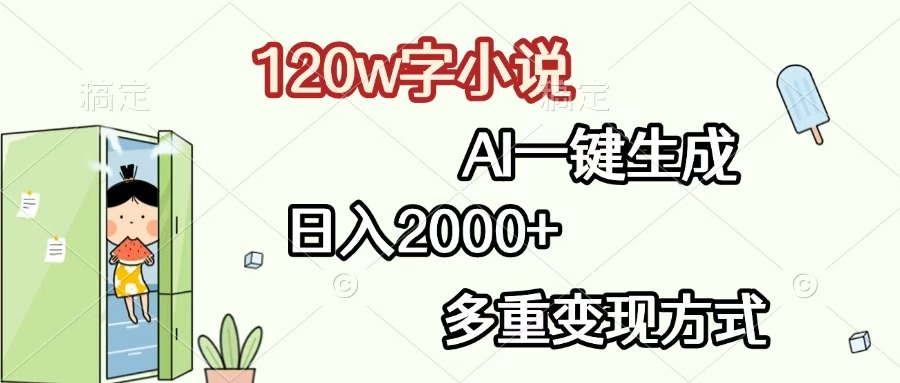 120w字小說，AI一鍵生成，日入2000+，多重變現方式