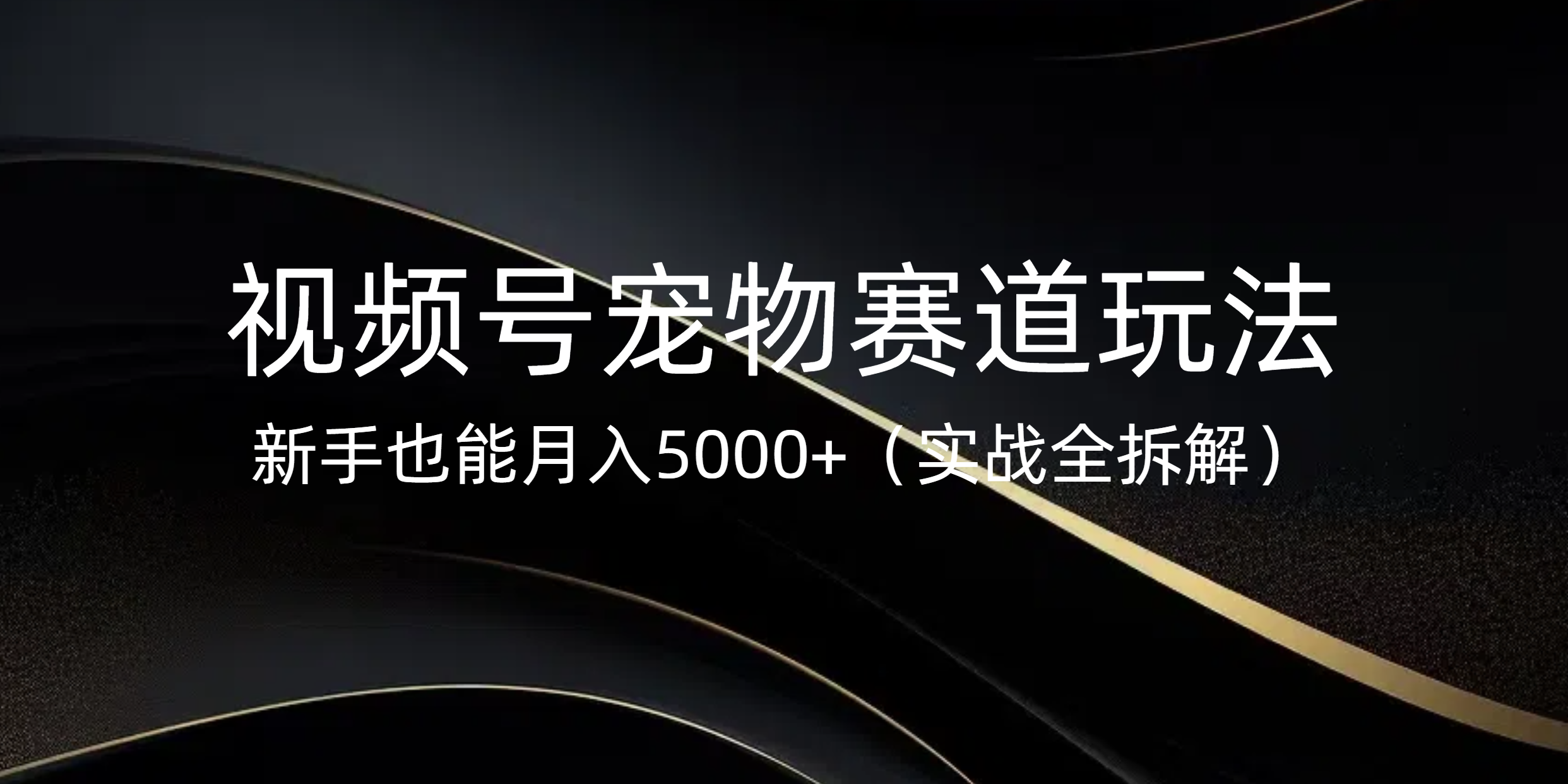 視頻號寵物賽道玩法，新手也能月入5000+（實戰(zhàn)全拆解）