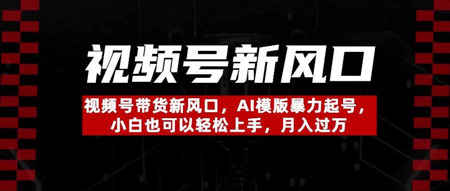 視頻號帶貨新風口，AI模版暴力起號，小白也可以輕松上手，月入過萬