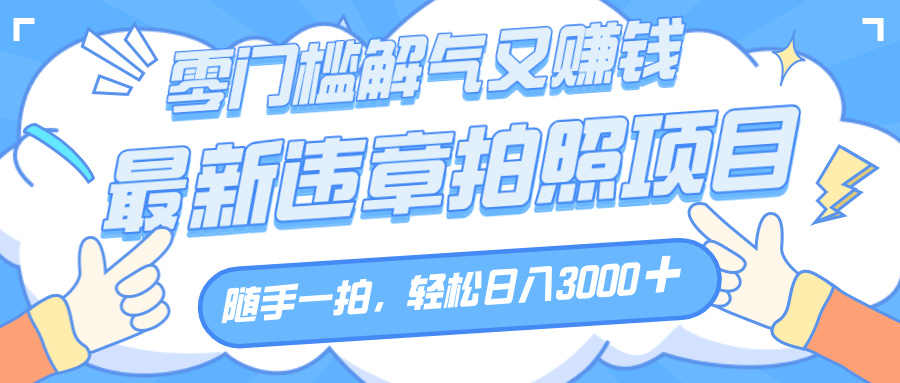 解氣又賺錢的項目，隨手一拍，輕松收入3000+，最新違章拍照賺錢