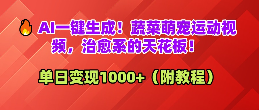 AI一鍵生成！蔬菜萌寵運動視頻，治愈系的天花板！單日變現1000+（附教程）插圖