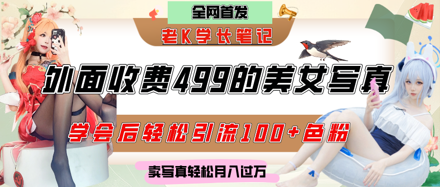 外面收費499的美女寫真制作技術，學會后輕松引流色粉變現，日引100+色粉，輕松月入過萬插圖