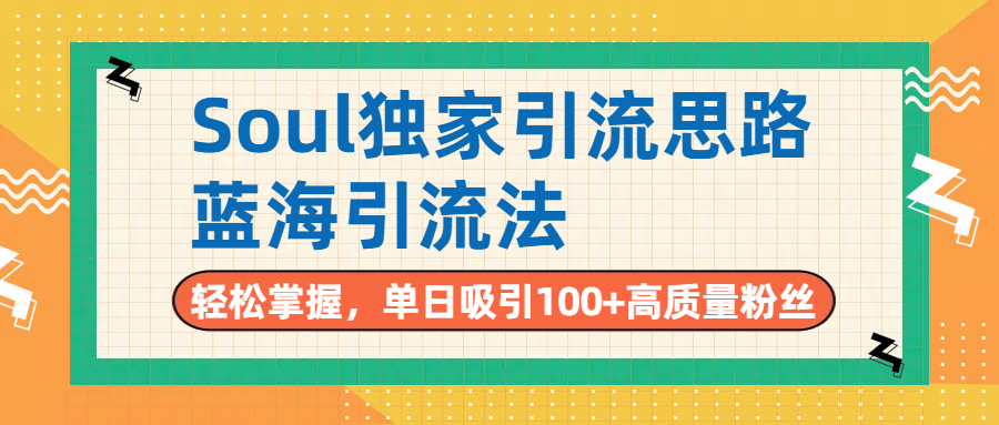 Soul獨家引流思路，單日吸引100+高質量粉絲，藍海引流法，輕松掌握插圖