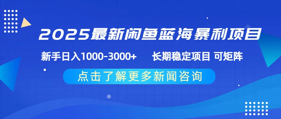 2025最新閑魚藍海暴利項目 ，新手日入1000-3000+ 長期穩定項目 可矩陣插圖