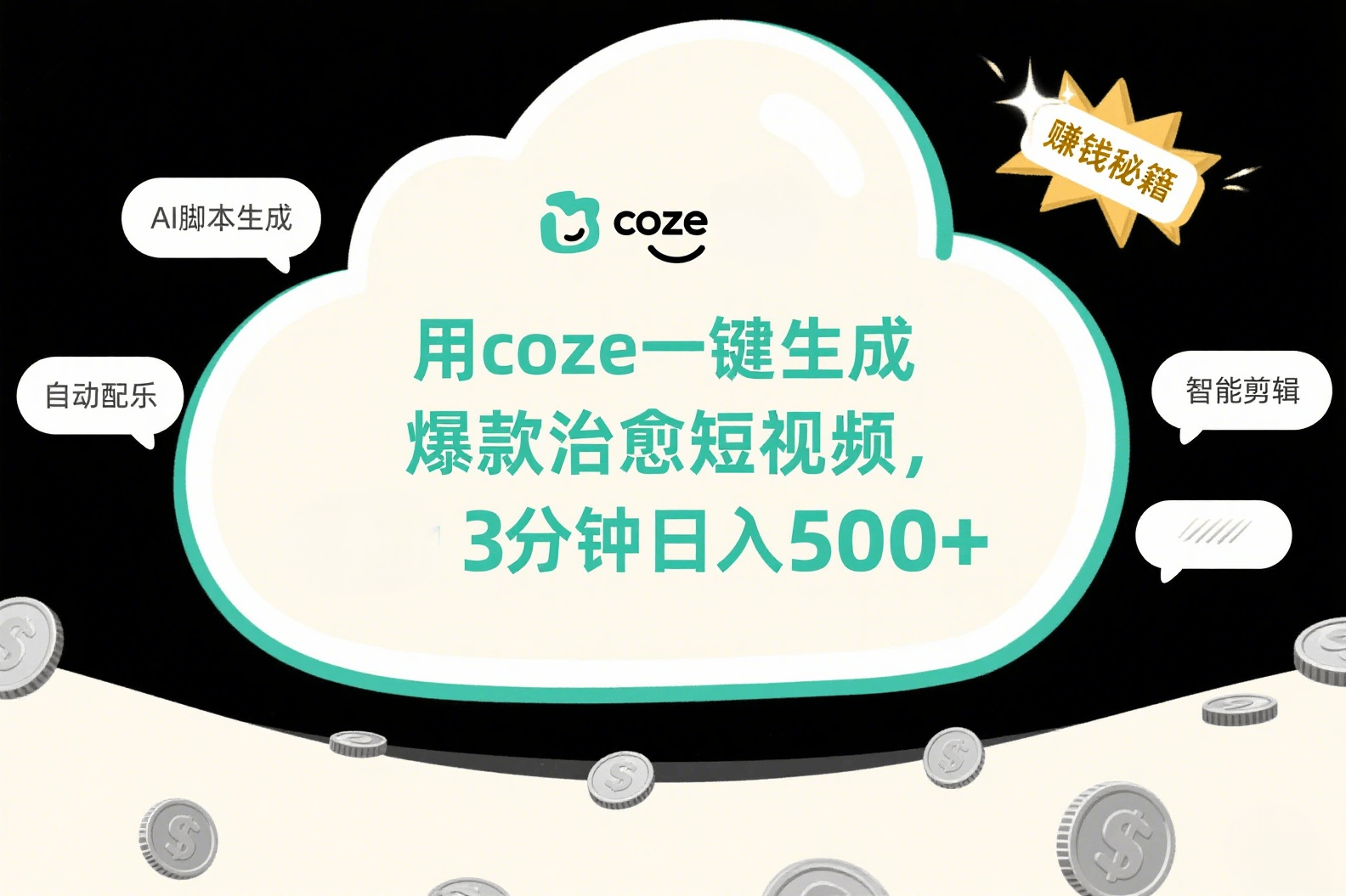 用coze一鍵生成爆款治愈短視頻，3分鐘日入500+插圖