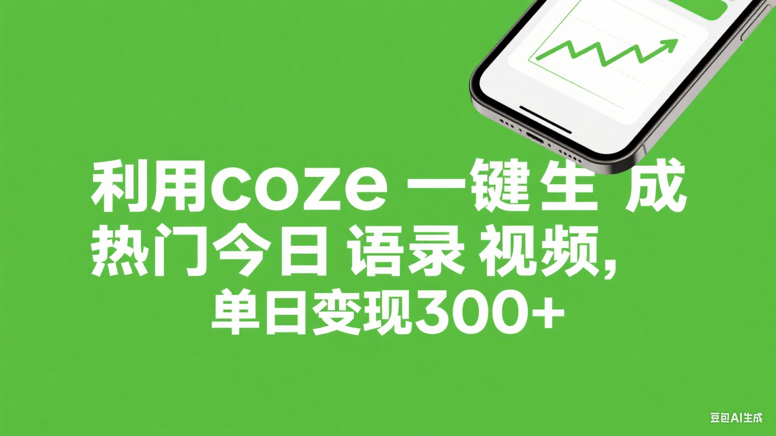 利用coze一鍵生成熱門今日語錄視頻，單日變現300+