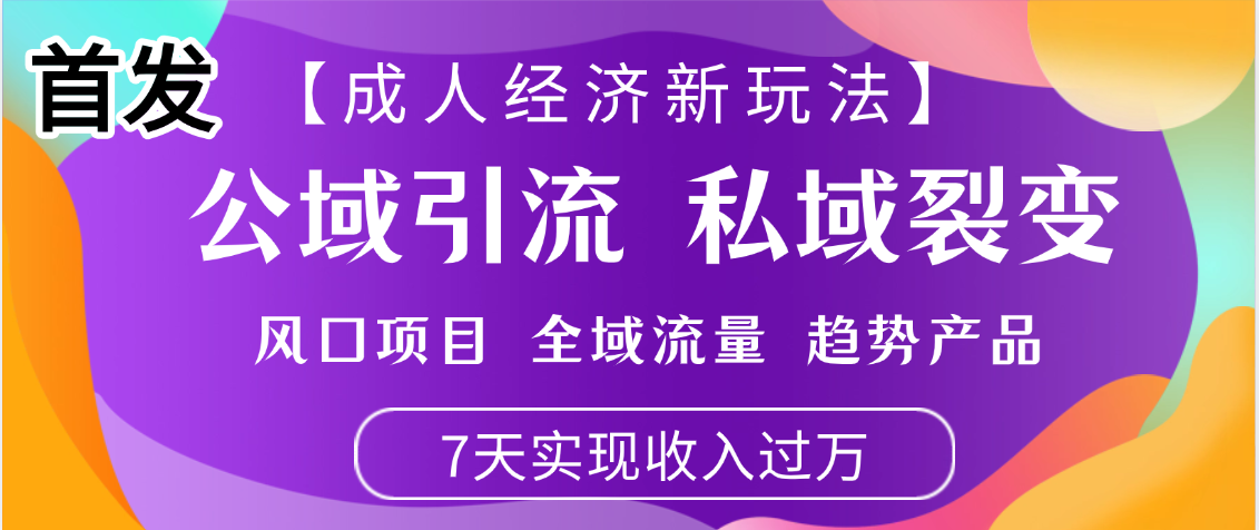 首發：【成人經濟新玩法】市面獨家玩法，風口項目、全域流量、趨勢產品，7天實現月入過萬插圖