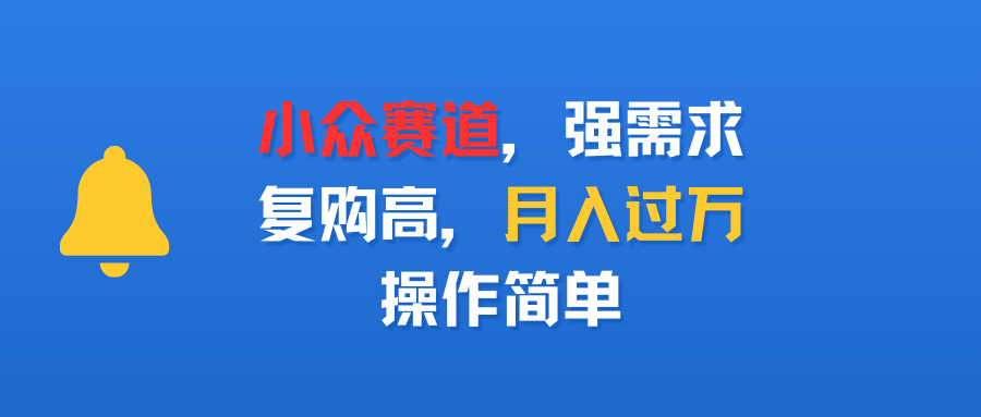 小眾賽道，強需求，復購高，月入過萬，操作簡單插圖