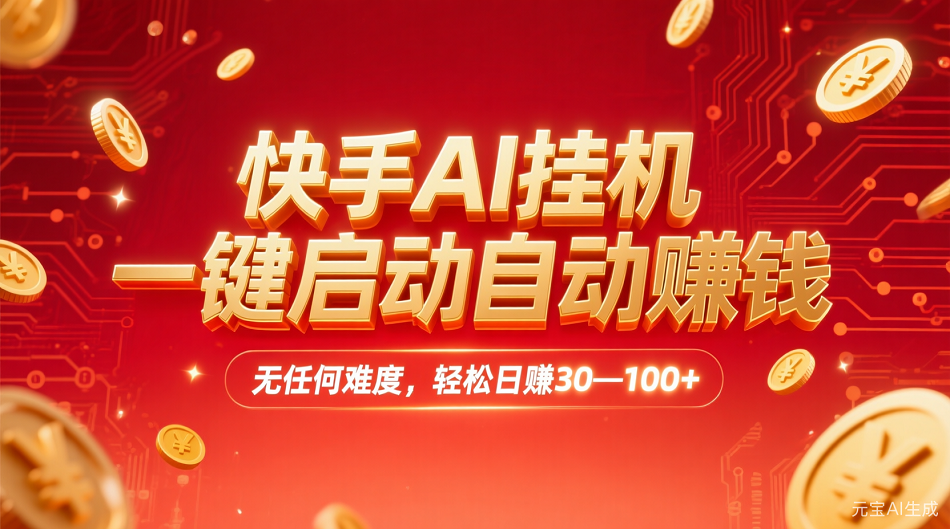 快手AI，一鍵啟動自動賺錢 無任何難度，輕松一天30—100+