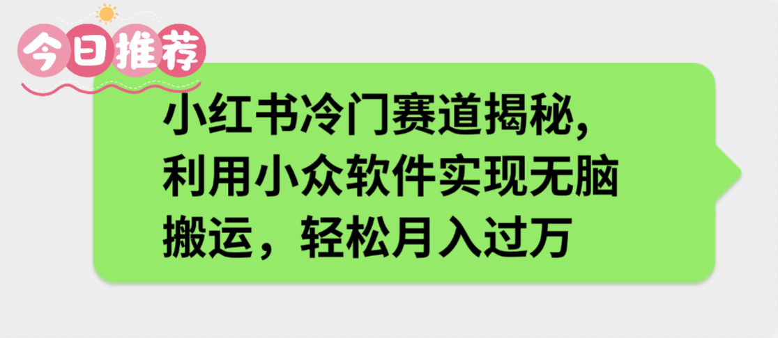 小紅書冷門賽道揭秘,利用小眾軟件實現無腦搬運，輕松月入過萬