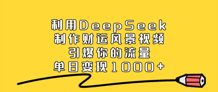 利用DeepSeek制作財運風景視頻，直接引爆你的流量，單日變現1000+