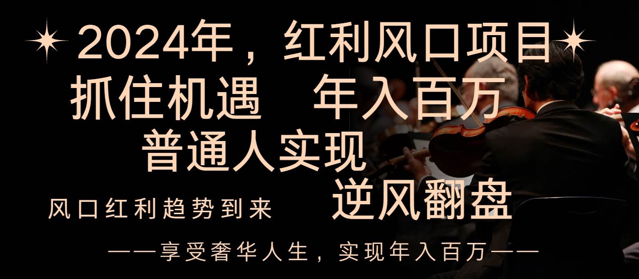 2024紅利風口項目來襲，享受第一波紅利，逆風翻盤普通人也能實現，年入百萬