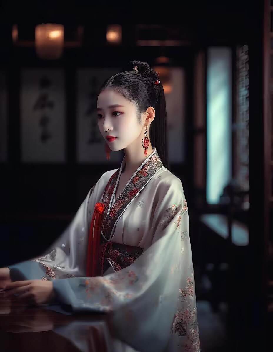 Midjourney關(guān)鍵詞-AI生成中國風古裝漢服美女人像提示關(guān)鍵詞插圖7