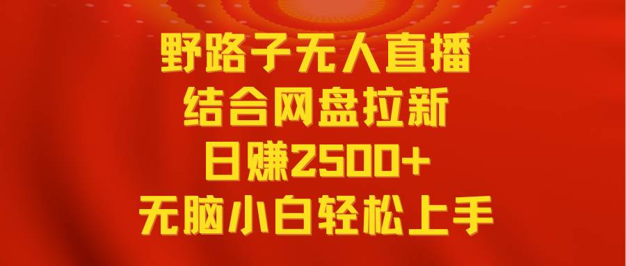 無人直播野路子結合網盤拉新，日賺2500+多平臺變現，小白無腦輕松上手操作