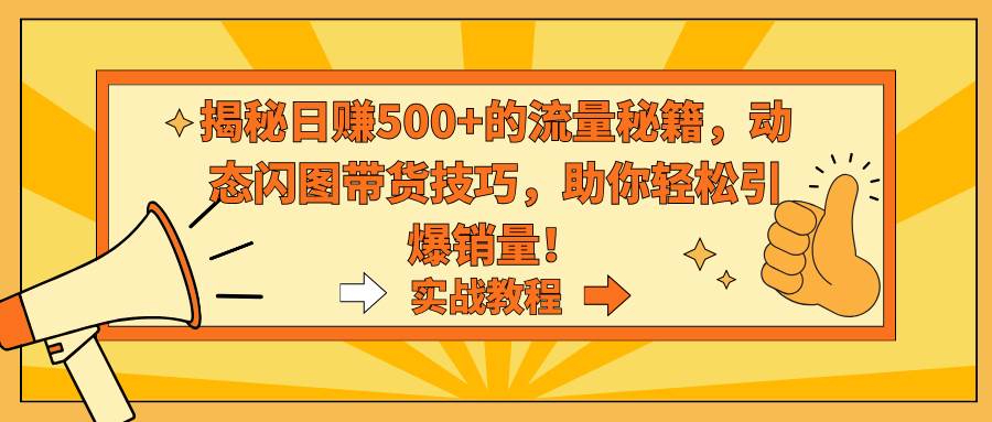 揭秘日賺500+的流量秘籍，動態閃圖帶貨技巧，助你輕松引爆銷量！