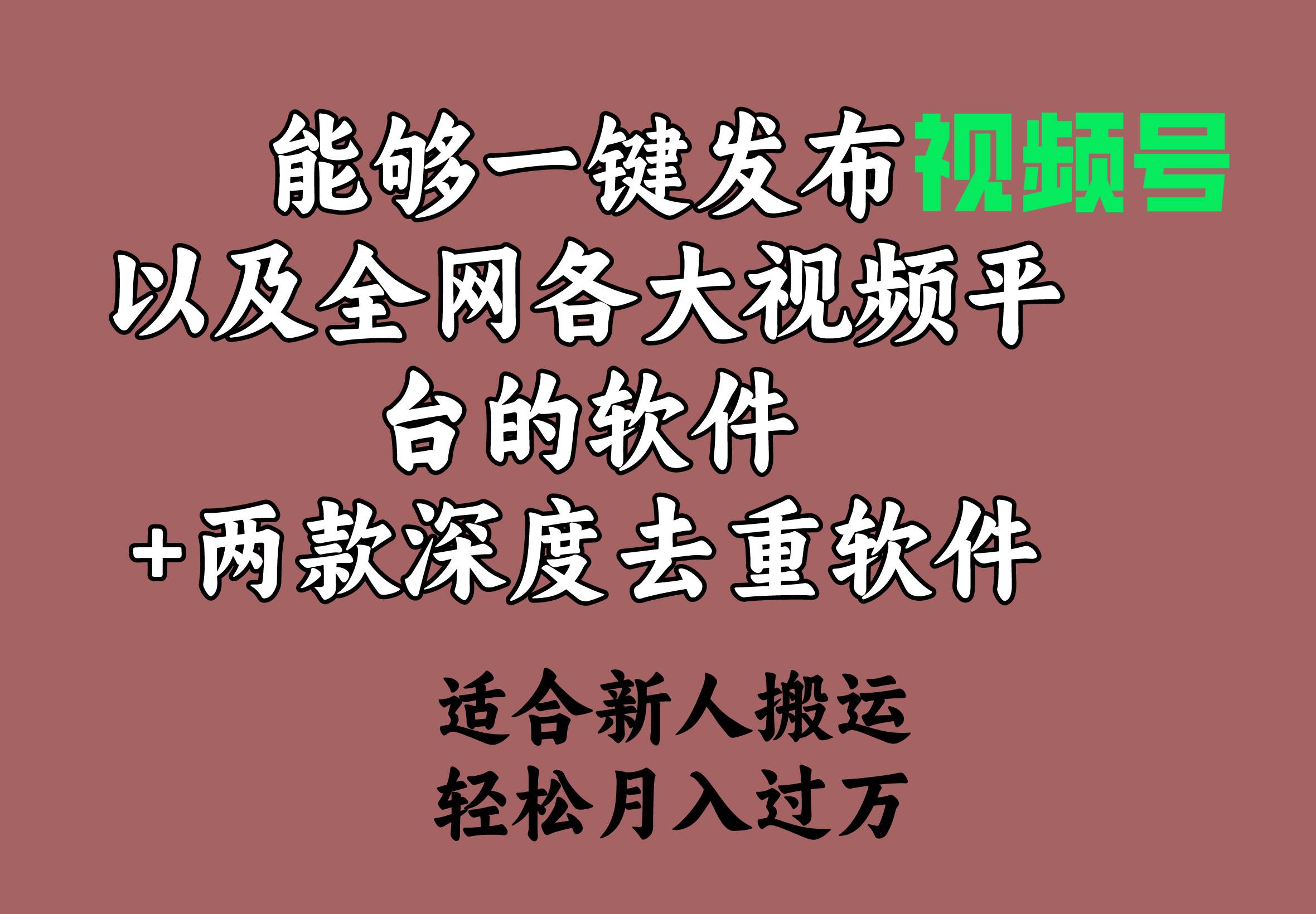 能夠一鍵發(fā)布視頻號以及全網(wǎng)各大視頻平臺的軟件+兩款深度去重軟件 適合…