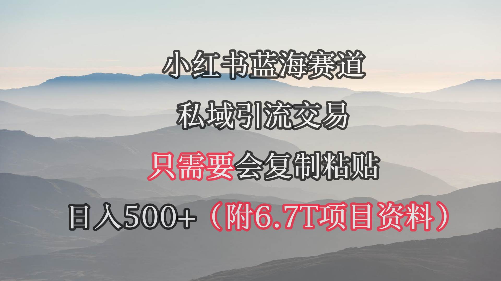 小紅書短劇賽道，私域引流交易，會復制粘貼，日入500+（附6.7T短劇資源）