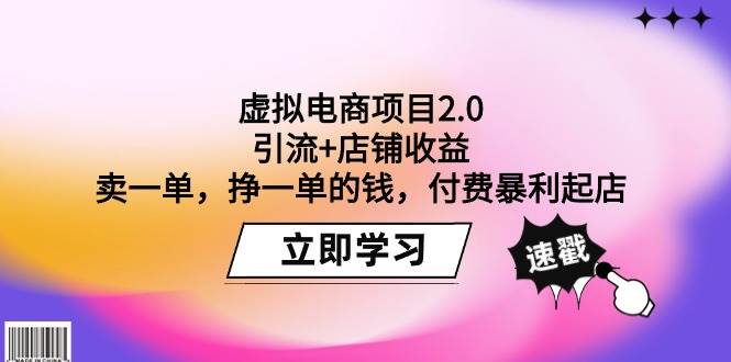 虛擬電商項目2.0：引流+店鋪收益  賣一單，掙一單的錢，付費暴利起店