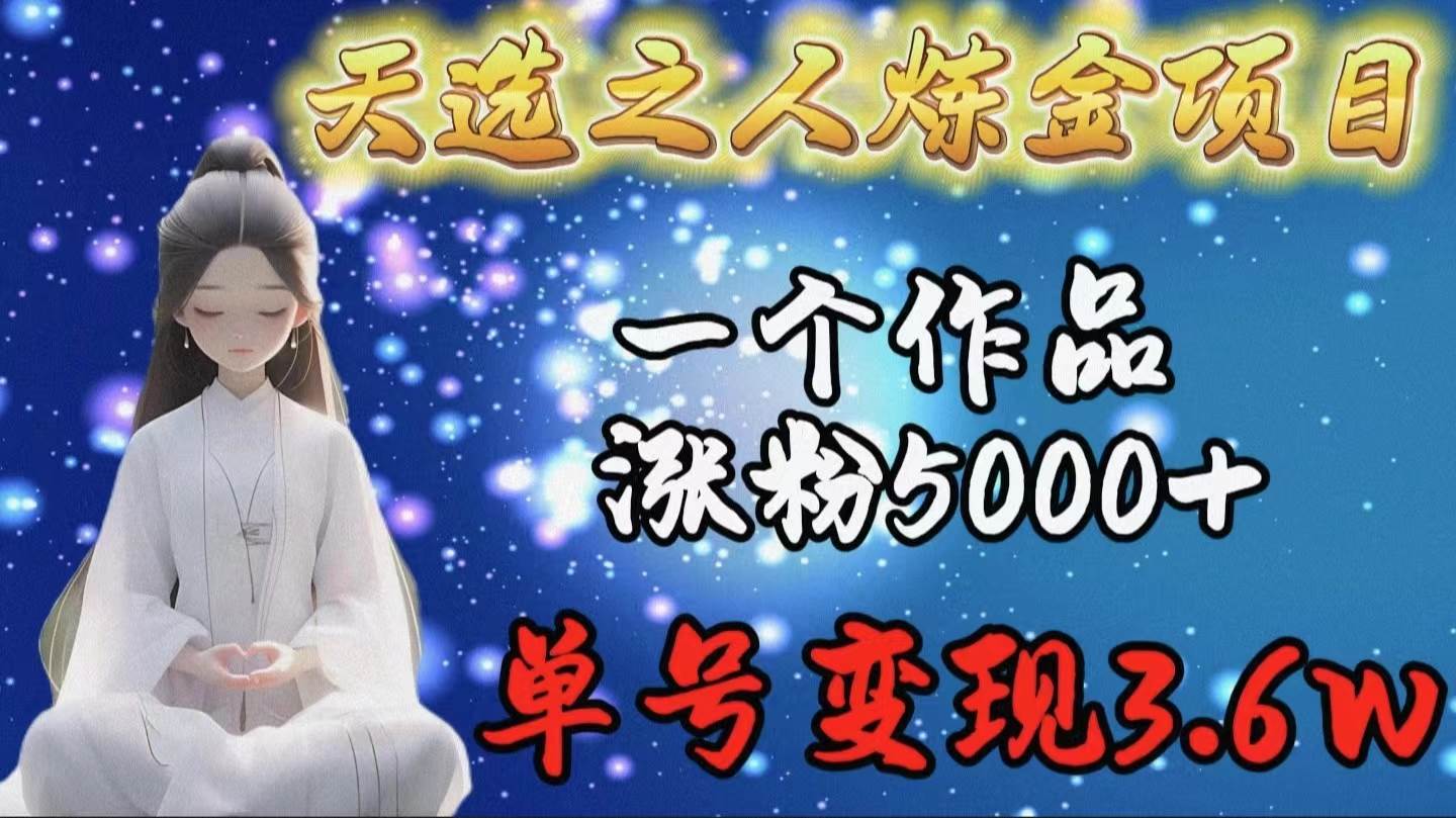 天選之人煉金項目，一個作品漲粉5000+，單號變現(xiàn)3.6w