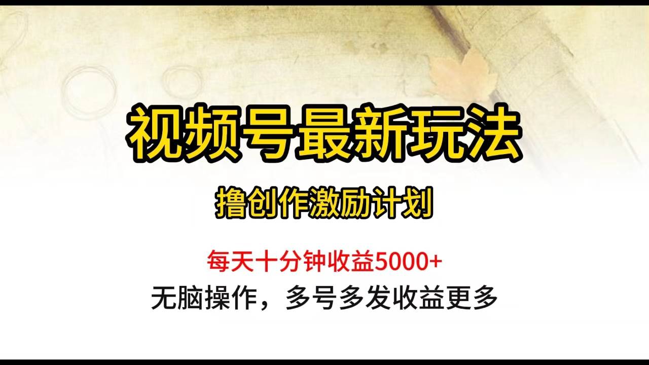 視頻號最新玩法，每日一小時(shí)月入5000+