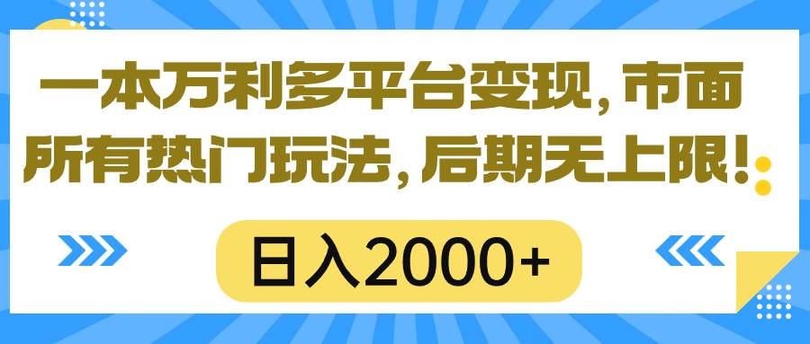 一本萬利多平臺變現，市面所有熱門玩法，日入2000+，后期無上限！