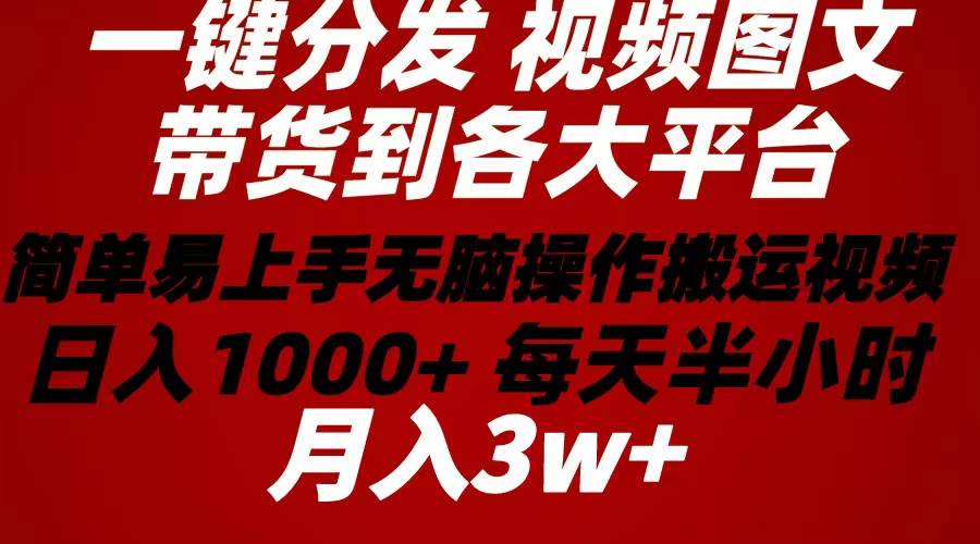 2024年 一鍵分發(fā)帶貨圖文視頻  簡單易上手 無腦賺收益 每天半小時日入1…