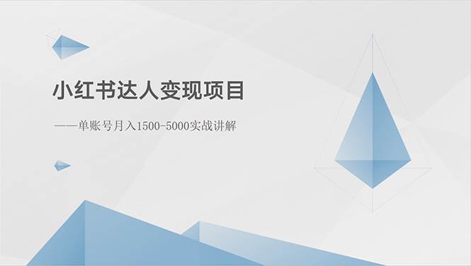 小紅書達(dá)人變現(xiàn)項(xiàng)目：單賬號(hào)月入1500-3000實(shí)戰(zhàn)講解