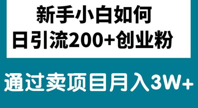 新手小白日引流200+創業粉,通過賣項目月入3W+