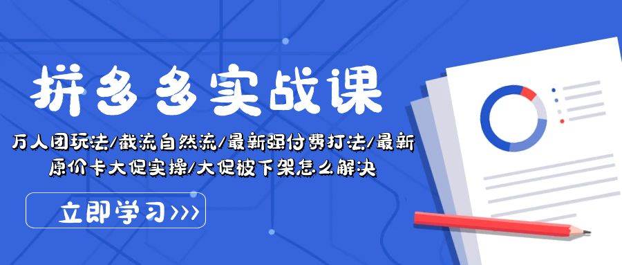 拼多多·實(shí)戰(zhàn)課：萬(wàn)人團(tuán)玩法/截流自然流/最新強(qiáng)付費(fèi)打法/最新原價(jià)卡大促..