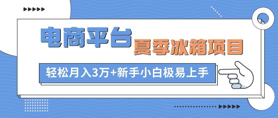 電商平臺夏季冰箱項目，輕松月入3萬+，新手小白極易上手