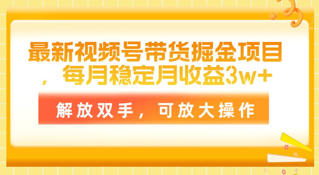 最新視頻號(hào)帶貨掘金項(xiàng)目，每月穩(wěn)定月收益3w+，解放雙手，可放大操作