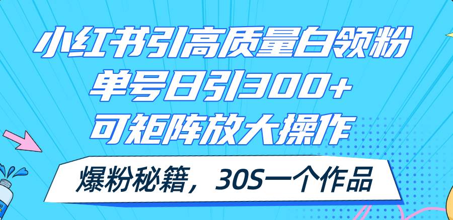 小紅書引高質量白領粉，單號日引300+，可放大操作，爆粉秘籍！30s一個作品插圖