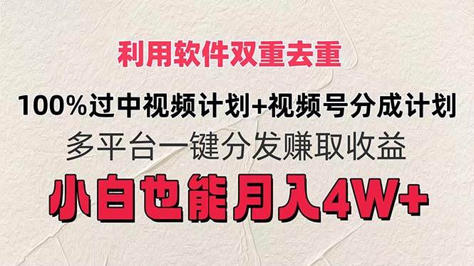 利用軟件雙重去重，100%過中視頻+視頻號分成計劃小白也可以月入4W+插圖
