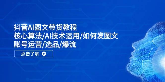 抖音AI圖文帶貨教程：核心算法/AI技術運用/如何發圖文/賬號運營/選品/爆流插圖