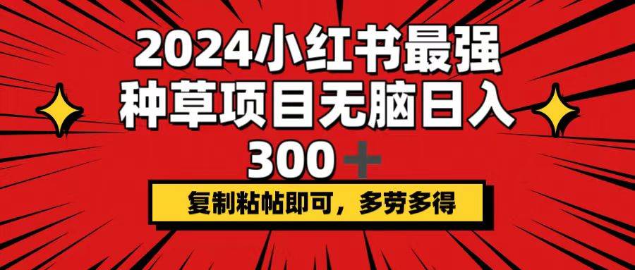 2024小紅書最強種草項目，無腦日入300+，復制粘帖即可，多勞多得